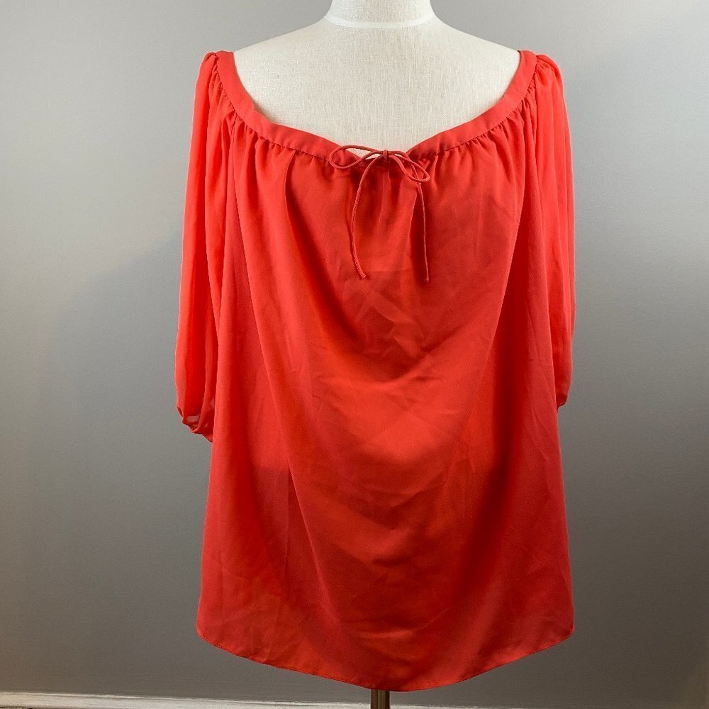 1.State Tunic Top Womens Large Orange Boho Oversized Relaxed  Feminine‎
